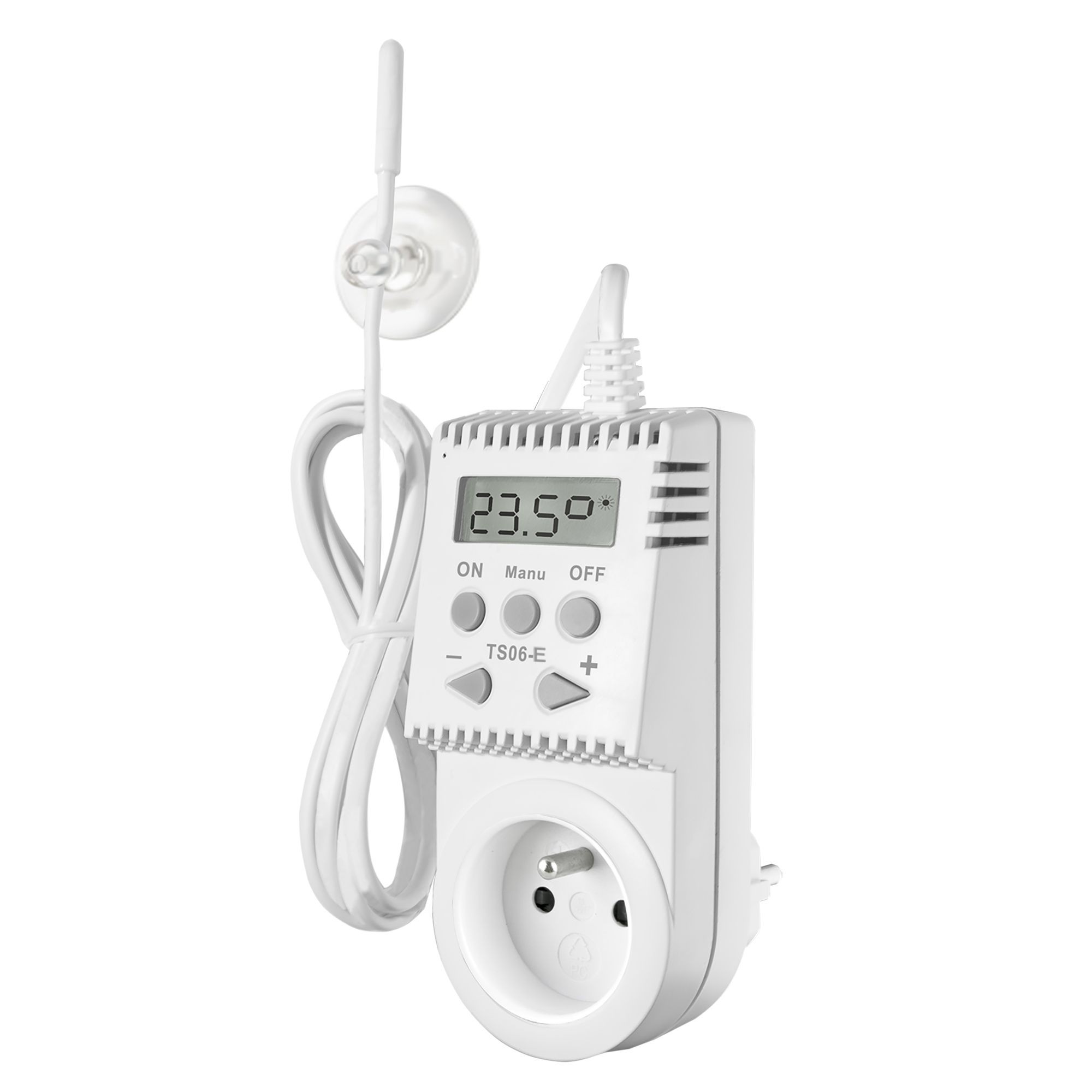 Termostat gniazdkowy Elektrobock TS06-E - z zewnętrznym czujnikiem, bez programatora