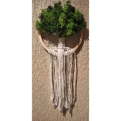 Makramowe drzewko szczęścia z mchem chrobotkiem - wysokość 50 cm / średnica 22 cm, sznurek biały Forest Macrame