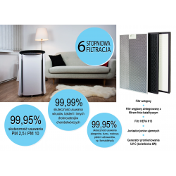 Oczyszczacz powietrza SUPER AIR SA660 Wi-Fi (do 80 m2), lampa UV-C, jonizator, sterowanie przez Wi-Fi