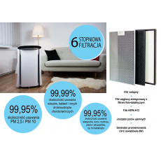 Oczyszczacz powietrza SUPER AIR SA660 Wi-Fi (do 80 m2), lampa UV-C, jonizator, sterowanie przez Wi-Fi