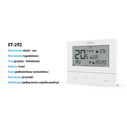 Termostat Tech Sterowniki ST-292 v2 - bezprzewodowy, z programatorem, biały