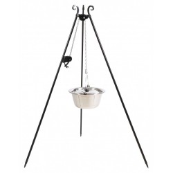 Kociołek węgierski z kołowrotkiem na trójnogu CookKing nierdzewny pojemność 14 l / wysokość 180 cm