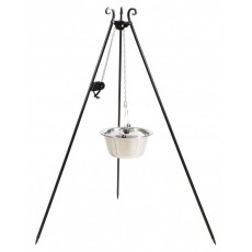 Kociołek węgierski z kołowrotkiem na trójnogu CookKing nierdzewny pojemność 14 l / wysokość 180 cm