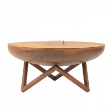 Palenisko ogrodowe Corten Deep 100 z pokrywą i kijkami 10 szt., średnica 100 cm, stal kortenowska
