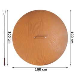 Palenisko ogrodowe Corten Deep 100 z pokrywą i kijkami 10 szt., średnica 100 cm, stal kortenowska