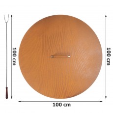 Palenisko ogrodowe Corten Deep 100 z pokrywą i kijkami 10 szt., średnica 100 cm, stal kortenowska