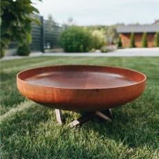 Palenisko ogrodowe Corten Deep 100 z pokrywą i kijkami 10 szt., średnica 100 cm, stal kortenowska