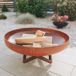 Palenisko ogrodowe Corten Deep 100 z pokrywą i kijkami 10 szt., średnica 100 cm, stal kortenowska