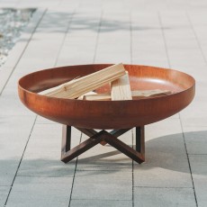 Palenisko ogrodowe Corten Deep 100 z pokrywą i kijkami 10 szt., średnica 100 cm, stal kortenowska