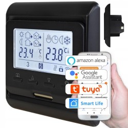 Sterownik do ogrzewania elektrycznego Esco TC-510C+ z Wi-Fi w czarnej obudowie do montażu w puszce