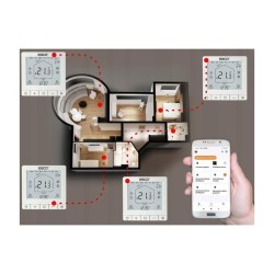 Sterownik do ogrzewania elektrycznego Esco TC-510C+ z Wi-Fi w czarnej obudowie do montażu w puszce