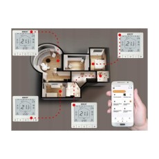 Sterownik do ogrzewania elektrycznego Esco TC-510C+ z Wi-Fi w czarnej obudowie do montażu w puszce