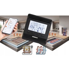 Sterownik do ogrzewania elektrycznego Esco TC-510C+ z Wi-Fi w czarnej obudowie do montażu w puszce