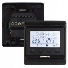 Sterownik do ogrzewania elektrycznego Esco TC-510C+ z Wi-Fi w czarnej obudowie do montażu w puszce
