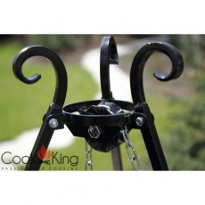 Grill ogrodowy CookKing z kołowrotkiem na trójnogu 180 cm, stalowy ruszt 80 cm + palenisko Polo 100 cm