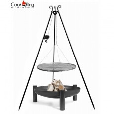 Grill ogrodowy CookKing z kołowrotkiem na trójnogu 180 cm, stalowy ruszt 70 cm + palenisko Palma 80 cm